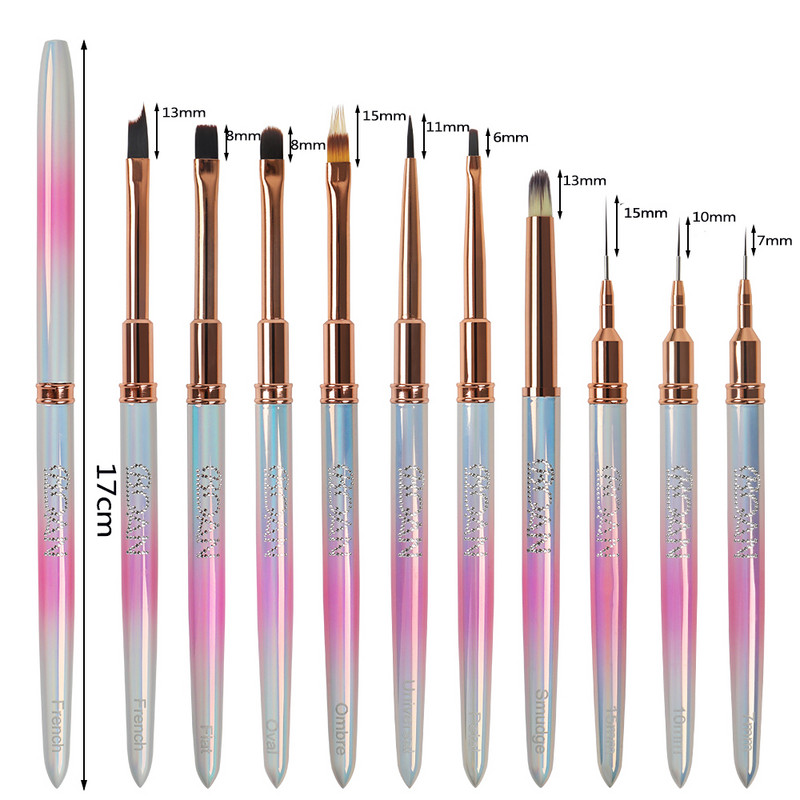 BQAN Nail Art Perie Gel Perie Pentru Manichiură Acrilic UV Gel Extensie Pen Oja Pictura Desen Perie Liner Penie Pens pentru unghii