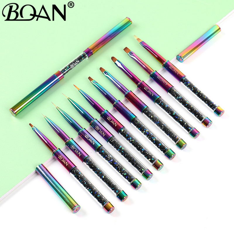 BQAN Rainbow Liner körömecset Körömdísz ecsetvonal Festés Ecsetek Kristály Akril Vékony Bélés Rajztoll Manikűr Eszközök UV Gél