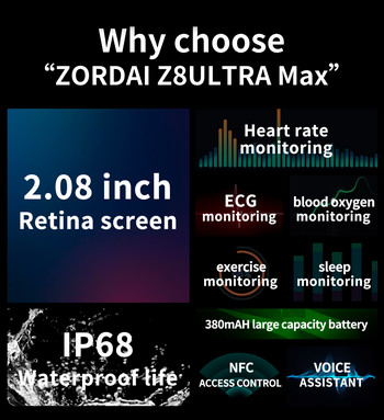ZD8 Ultra MAX Smart Watch Ultra Series 8 49 Smart Watch Ultra NFC Sports Smartwatch Мъжки часовници за GPS проследяване Безжично зареждане