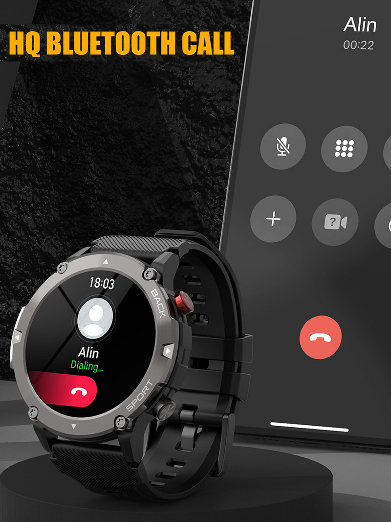 LEMFO LF26 Max Smart Watch Men Bluetooth Call Smartwatch 2022 IP68 Neperšlampamas 360 HD ekranas 15 dienų budėjimo režimas, skirtas Android IOS