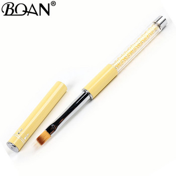 BQAN UV Pincel Gel Nails Ombre Brush Материал за маникюр Жълта перлена дръжка Найлонова коса Професионална метална четка за нокти Инструменти