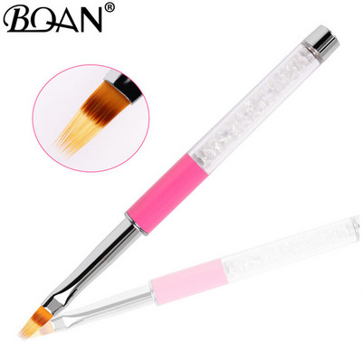 BQAN UV Pincel Gel Nails Ombre Ecset Manikűr Anyag Sárga Gyöngy fogantyú Nylon Haj Professzionális Fém Köröm Art Ecset Eszközök