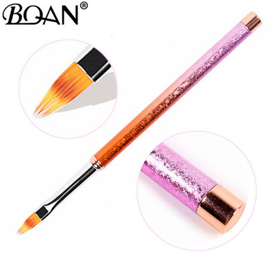 BQAN UV Pincel Gel Nails Ombre Ecset Manikűr Anyag Sárga Gyöngy fogantyú Nylon Haj Professzionális Fém Köröm Art Ecset Eszközök