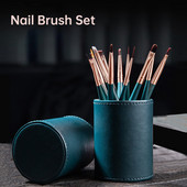 Eval 12vnt Nagų šepetėlių rinkinys Nailono plaukų nagų dailės šepetėlis Nagų įdėklų šepetėlis UV gelio dažymo rašiklis manikiūras akrilinis nagų šepetėlis nagų įrankis
