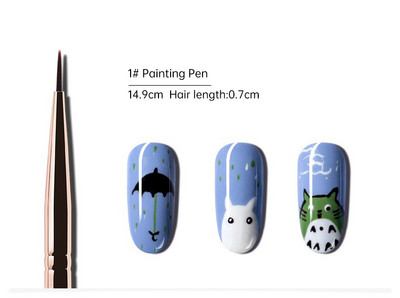 Eval 12vnt Nagų šepetėlių rinkinys Nailono plaukų nagų dailės šepetėlis Nagų įdėklų šepetėlis UV gelio dažymo rašiklis manikiūras akrilinis nagų šepetėlis nagų įrankis