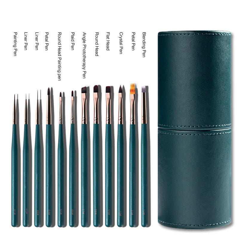 Eval 12vnt Nagų šepetėlių rinkinys Nailono plaukų nagų dailės šepetėlis Nagų įdėklų šepetėlis UV gelio dažymo rašiklis manikiūras akrilinis nagų šepetėlis nagų įrankis