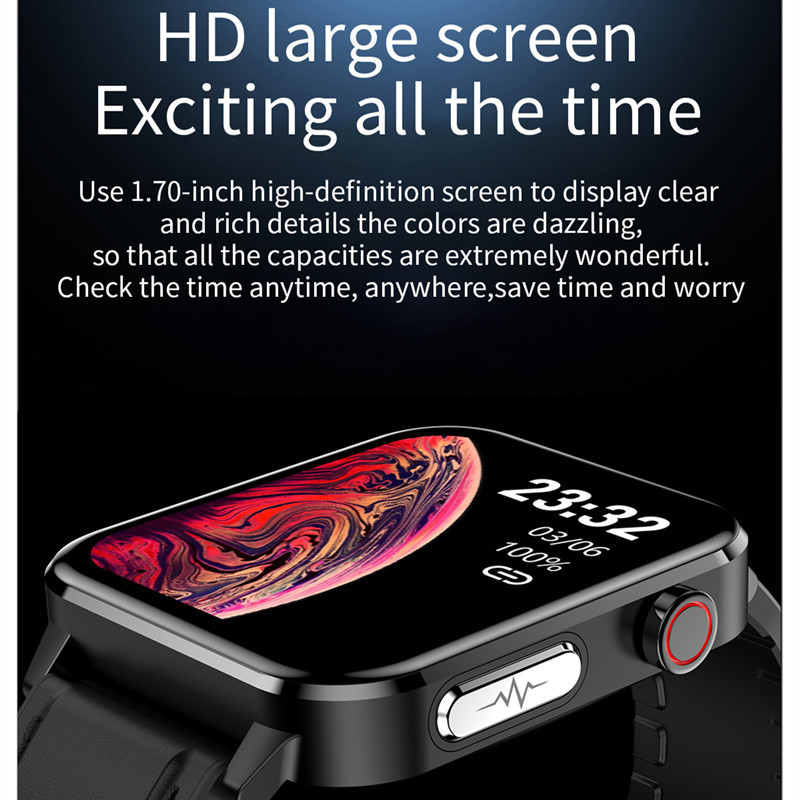 Vyriškas PPG EKG E86 išmanusis laikrodis su kūno temperatūros širdies ritmo kraujospūdžio matuokliu, 1,7 colio moteriškas sportinis laikrodis