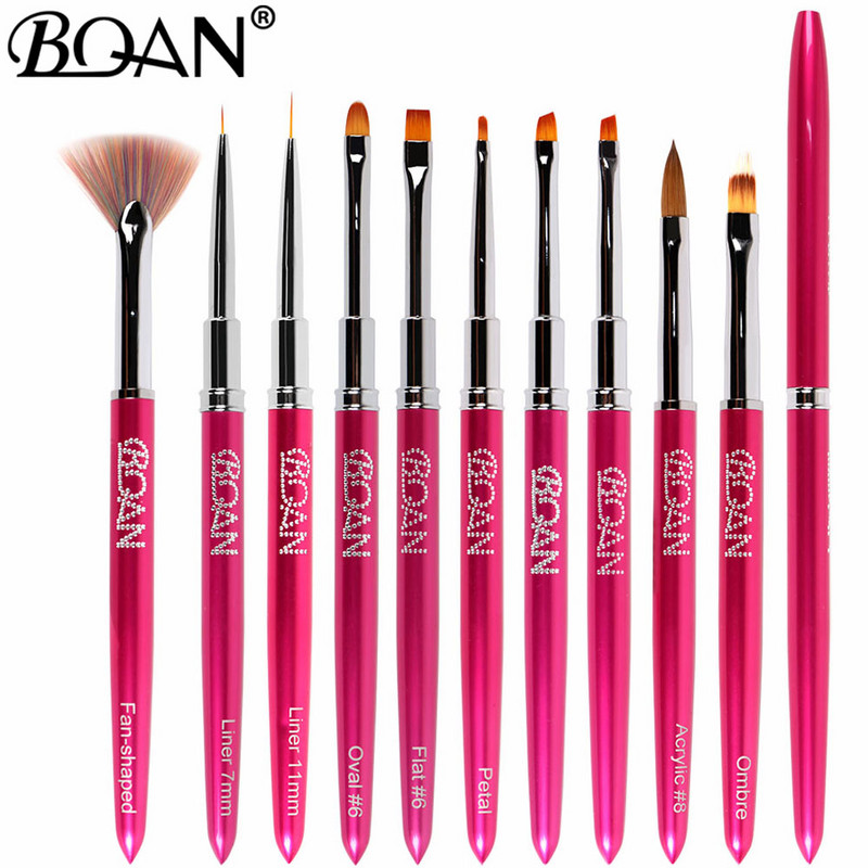 BQAN rožinė nagų dailė prancūziška metalinė rankena, juostos linijos, pamušalas Vaizdo dažymo teptukas akrilinis UV GEL prailginimo piešimo rašiklis