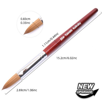 TIANMI Kolinsky akrilinis nagų šepetėlis Geros kokybės Nail Art Mink Brush Medienos rankenėlė Gel Builder Manikiūro šepetėlio piešimo įrankis 8-24