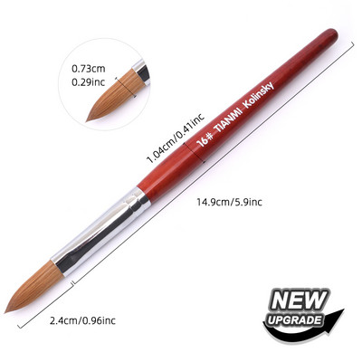 TIANMI Kolinsky akrilinis nagų šepetėlis Geros kokybės Nail Art Mink Brush Medienos rankenėlė Gel Builder Manikiūro šepetėlio piešimo įrankis 8-24