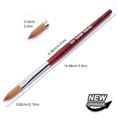 TIANMI Kolinsky akrilinis nagų šepetėlis Geros kokybės Nail Art Mink Brush Medienos rankenėlė Gel Builder Manikiūro šepetėlio piešimo įrankis 8-24