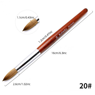 TIANMI Kolinsky akrilinis nagų šepetėlis Geros kokybės Nail Art Mink Brush Medienos rankenėlė Gel Builder Manikiūro šepetėlio piešimo įrankis 8-24