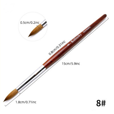 TIANMI Kolinsky akrilinis nagų šepetėlis Geros kokybės Nail Art Mink Brush Medienos rankenėlė Gel Builder Manikiūro šepetėlio piešimo įrankis 8-24