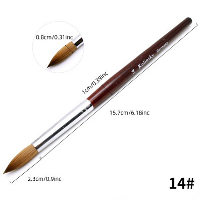 TIANMI Kolinsky akrilinis nagų šepetėlis Geros kokybės Nail Art Mink Brush Medienos rankenėlė Gel Builder Manikiūro šepetėlio piešimo įrankis 8-24