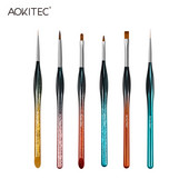 „Aokitec“ nagų dailės šepetėlių rinkinys „Gel Nail Art“ daugiafunkcinis rašiklis, storos lengvai sugriebiamos rankenos, skirtos nagų dizainui namuose „pasidaryk pats“ manikiūro rinkinys 6 vnt.