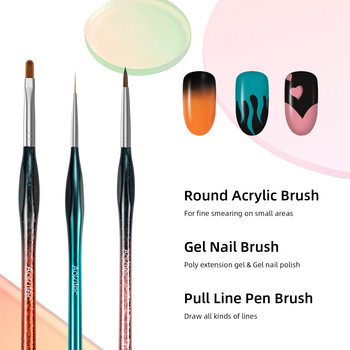 Aokitec Nail Art Brushes Σετ Gel Nail Art Πολυλειτουργικό στυλό Χονδρές λαβές εύκολης λαβής για Σετ Μανικιούρ Νυχιών Σπίτι DIY 6 τμχ