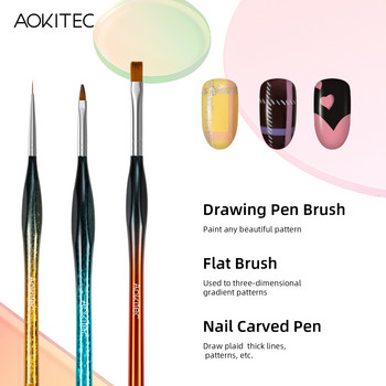 Aokitec Nail Art Brushes Σετ Gel Nail Art Πολυλειτουργικό στυλό Χονδρές λαβές εύκολης λαβής για Σετ Μανικιούρ Νυχιών Σπίτι DIY 6 τμχ