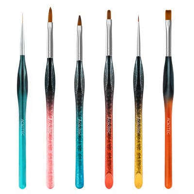 „Aokitec“ nagų dailės šepetėlių rinkinys „Gel Nail Art“ daugiafunkcinis rašiklis, storos lengvai sugriebiamos rankenos, skirtos nagų dizainui namuose „pasidaryk pats“ manikiūro rinkinys 6 vnt.