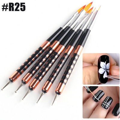 Akrilinis nagų šepetėlis Nagų taškavimo rašiklis prancūziškos juostelės, piešimo šepetėlis, gelis, pudra, nagų dailės įrangos įrankių rinkinys SAR25