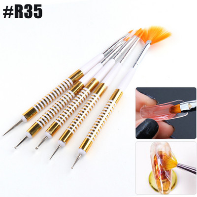 Akrilinis nagų šepetėlis Nagų taškavimo rašiklis prancūziškos juostelės, piešimo šepetėlis, gelis, pudra, nagų dailės įrangos įrankių rinkinys SAR25