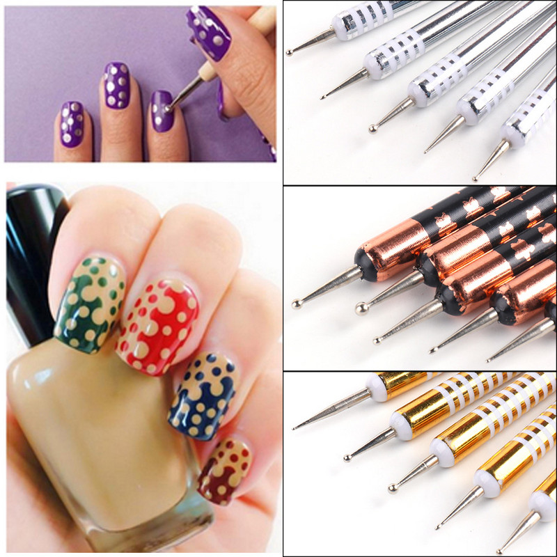 Akrilinis nagų šepetėlis Nagų taškavimo rašiklis prancūziškos juostelės, piešimo šepetėlis, gelis, pudra, nagų dailės įrangos įrankių rinkinys SAR25