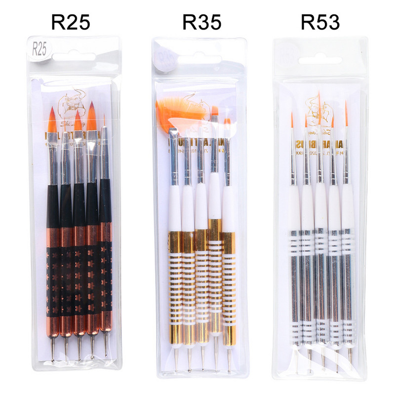 Akrilinis nagų šepetėlis Nagų taškavimo rašiklis prancūziškos juostelės, piešimo šepetėlis, gelis, pudra, nagų dailės įrangos įrankių rinkinys SAR25