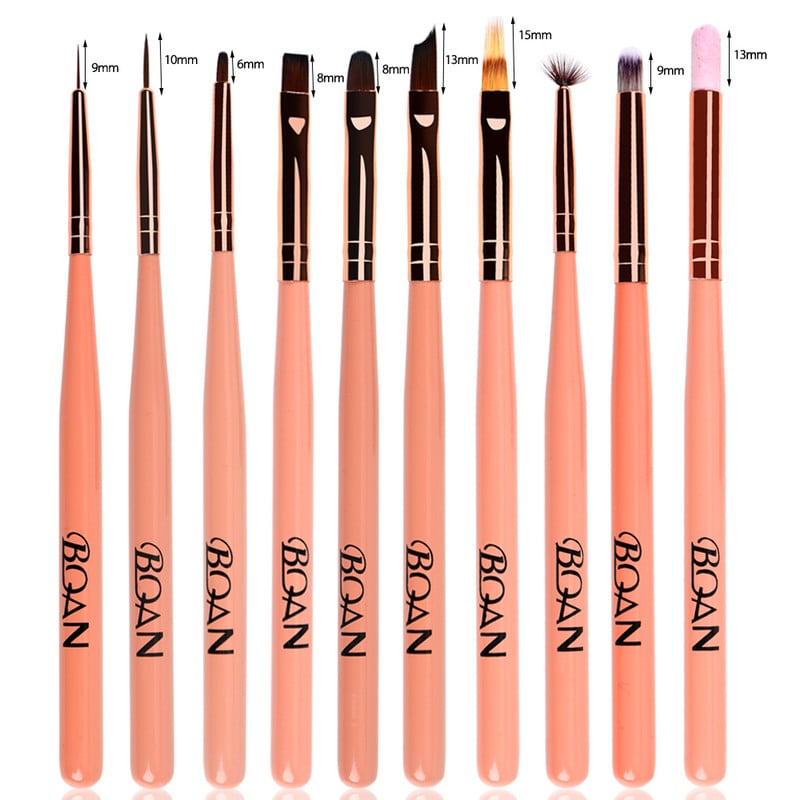 BQAN Nail Art Brush Painting Draw Nail Brush Gel Brush Akrilas UV gelinis nagų lakas manikiūro rašiklis Liner Brush Ombre Brush Nail Pen