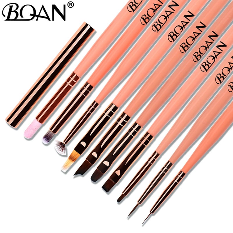 BQAN Nail Art Brush Painting Draw Nail Brush Gel Brush Akrilas UV gelinis nagų lakas manikiūro rašiklis Liner Brush Ombre Brush Nail Pen