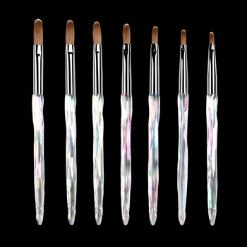 ANGNYA 12#14#Acrylic Nail Brush Crimped Kolinsky Sable Nail Art UV Gel Builder Manicure Brush Flat round Diamond Gradient Handle