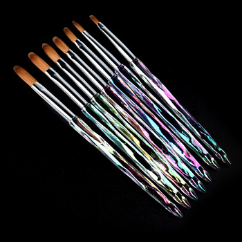 ANGNYA 12#14#Acrylic Nail Brush Crimped Kolinsky Sable Nail Art UV Gel Builder Manicure Brush Flat round Diamond Gradient Handle