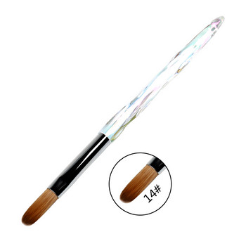 ANGNYA 12#14#Acrylic Nail Brush Crimped Kolinsky Sable Nail Art UV Gel Builder Manicure Brush Flat round Diamond Gradient Handle