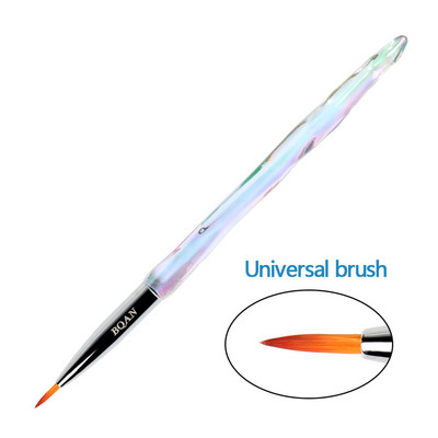 ANGNYA 12#14#Akrilinis nagų šepetėlis, gofruotas Kolinsky Sable Nail Art UV gelis, manikiūro šepetėlis plokščias apvalus deimantinis gradiento rankena