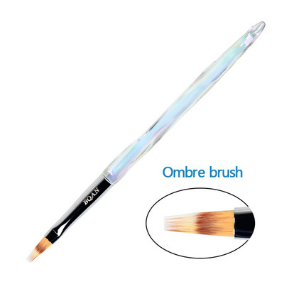 ANGNYA 12#14#Akrilinis nagų šepetėlis, gofruotas Kolinsky Sable Nail Art UV gelis, manikiūro šepetėlis plokščias apvalus deimantinis gradiento rankena