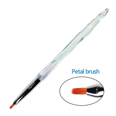 ANGNYA 12#14#Akrilinis nagų šepetėlis, gofruotas Kolinsky Sable Nail Art UV gelis, manikiūro šepetėlis plokščias apvalus deimantinis gradiento rankena