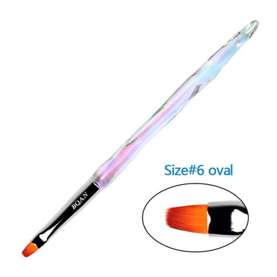 ANGNYA 12#14#Akrilinis nagų šepetėlis, gofruotas Kolinsky Sable Nail Art UV gelis, manikiūro šepetėlis plokščias apvalus deimantinis gradiento rankena