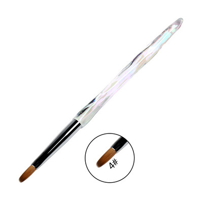 ANGNYA 12#14#Akrilinis nagų šepetėlis, gofruotas Kolinsky Sable Nail Art UV gelis, manikiūro šepetėlis plokščias apvalus deimantinis gradiento rankena