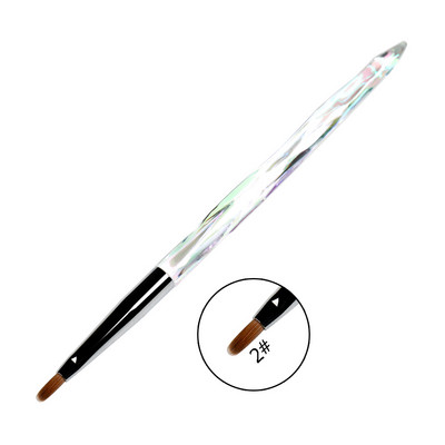 ANGNYA 12#14#Akrilinis nagų šepetėlis, gofruotas Kolinsky Sable Nail Art UV gelis, manikiūro šepetėlis plokščias apvalus deimantinis gradiento rankena