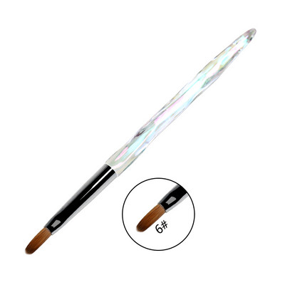 ANGNYA 12#14#Akrilinis nagų šepetėlis, gofruotas Kolinsky Sable Nail Art UV gelis, manikiūro šepetėlis plokščias apvalus deimantinis gradiento rankena