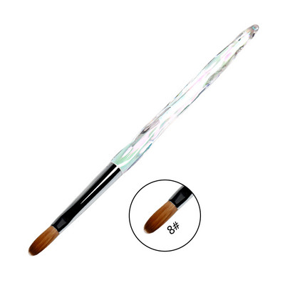 ANGNYA 12#14#Akrilinis nagų šepetėlis, gofruotas Kolinsky Sable Nail Art UV gelis, manikiūro šepetėlis plokščias apvalus deimantinis gradiento rankena