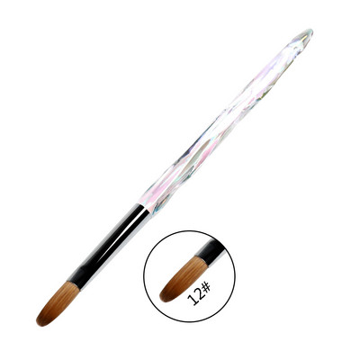 ANGNYA 12#14#Akrilinis nagų šepetėlis, gofruotas Kolinsky Sable Nail Art UV gelis, manikiūro šepetėlis plokščias apvalus deimantinis gradiento rankena