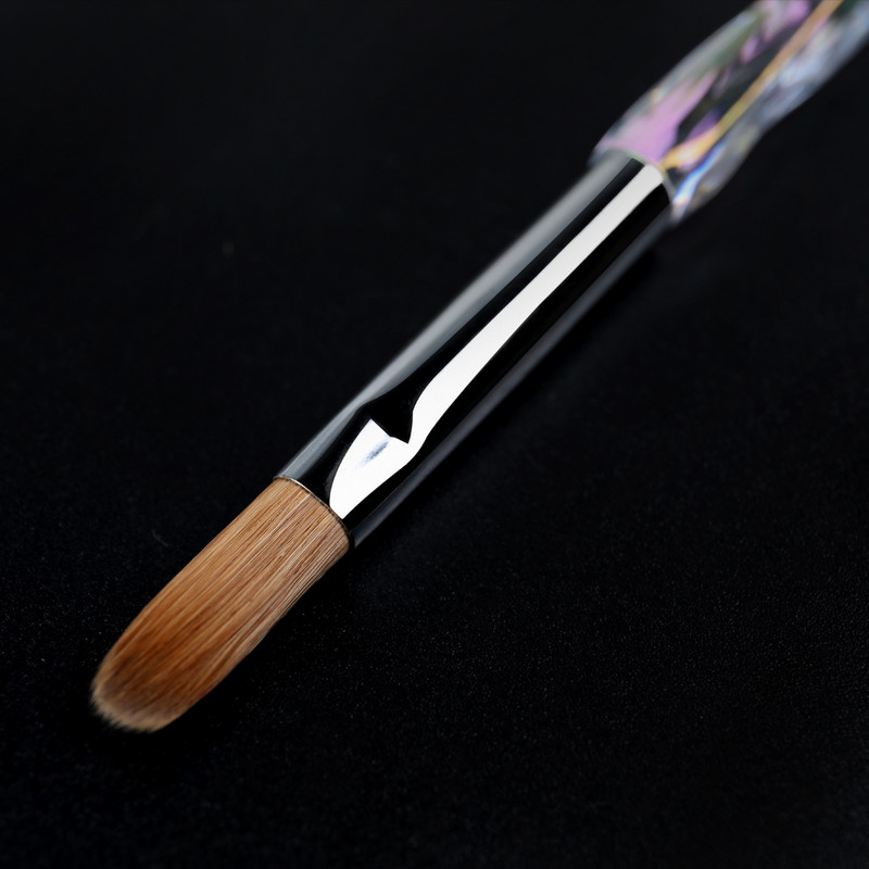 ANGNYA 12#14#Akrilinis nagų šepetėlis, gofruotas Kolinsky Sable Nail Art UV gelis, manikiūro šepetėlis plokščias apvalus deimantinis gradiento rankena