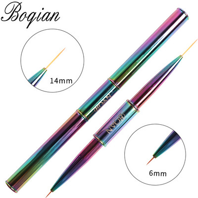 BQAN Pink Dviguba galvutė Pink Crystal Handle Nagų šepetėlis Liner Brush Painting Pen Gel Brush Crystal Nail Art Manikiūras
