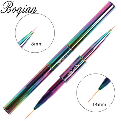 BQAN Pink Dviguba galvutė Pink Crystal Handle Nagų šepetėlis Liner Brush Painting Pen Gel Brush Crystal Nail Art Manikiūras