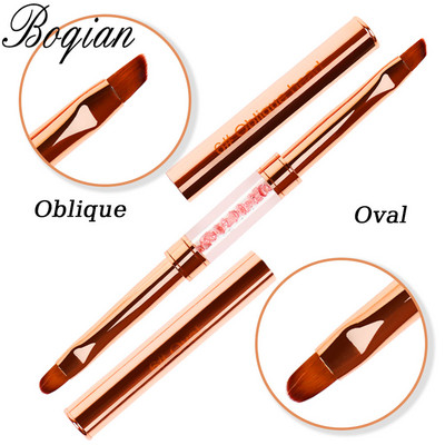 BQAN Pink Dviguba galvutė Pink Crystal Handle Nagų šepetėlis Liner Brush Painting Pen Gel Brush Crystal Nail Art Manikiūras