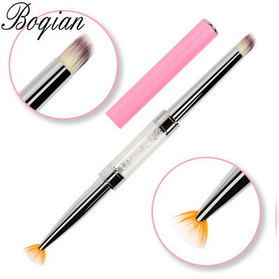 BQAN Pink Dviguba galvutė Pink Crystal Handle Nagų šepetėlis Liner Brush Painting Pen Gel Brush Crystal Nail Art Manikiūras
