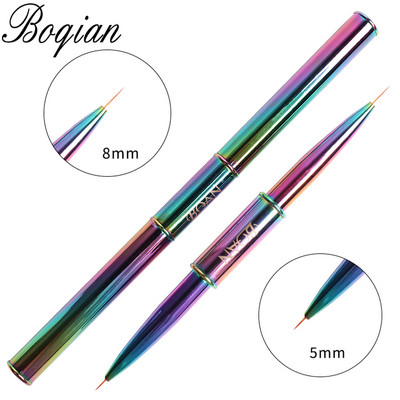 BQAN Pink Dviguba galvutė Pink Crystal Handle Nagų šepetėlis Liner Brush Painting Pen Gel Brush Crystal Nail Art Manikiūras