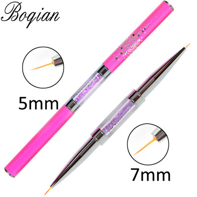 BQAN Pink Dviguba galvutė Pink Crystal Handle Nagų šepetėlis Liner Brush Painting Pen Gel Brush Crystal Nail Art Manikiūras