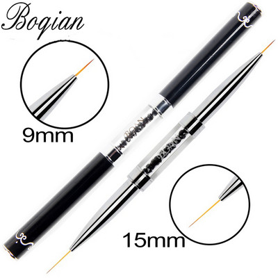 BQAN Pink Dviguba galvutė Pink Crystal Handle Nagų šepetėlis Liner Brush Painting Pen Gel Brush Crystal Nail Art Manikiūras