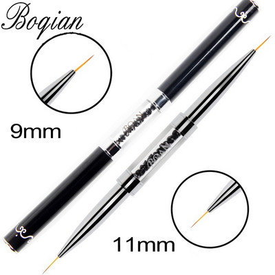 BQAN Pink Dviguba galvutė Pink Crystal Handle Nagų šepetėlis Liner Brush Painting Pen Gel Brush Crystal Nail Art Manikiūras