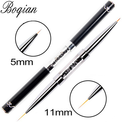 BQAN Pink Dviguba galvutė Pink Crystal Handle Nagų šepetėlis Liner Brush Painting Pen Gel Brush Crystal Nail Art Manikiūras